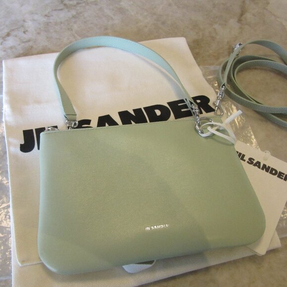 Jil Sander Medium "Link" Crossbody Bag in Aquamarine & Silver Hardware NWT - Picture 2 of 16